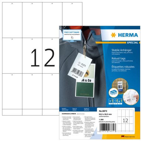 HERMA Etiquette à suspendre SPECIAL, 93,5 x 52,5mm, blanc