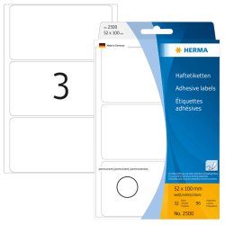HERMA Étiquettes universelles 52x100 mm, blanches, papier mat, inscription à main, 96 pcs