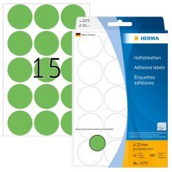 HERMA Étiquettes/pastilles de couleur Ø 32 mm rondes, vertes, papier mat, inscription à main, 480 pcs