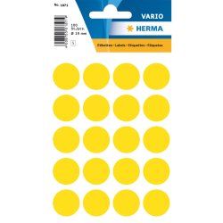 HERMA Étiquettes universelles Ø 19 mm rondes, jaunes, papier mat, 100 pcs