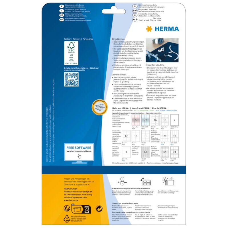 HERMA 5116 étiquette à imprimer Blanc Imprimante d'étiquette adhésive