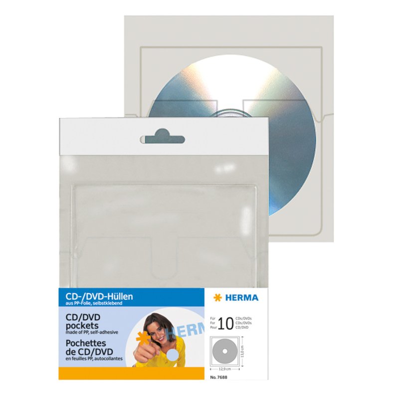 HERMA 7688 étui disque optique Housse 1 disques Transparent
