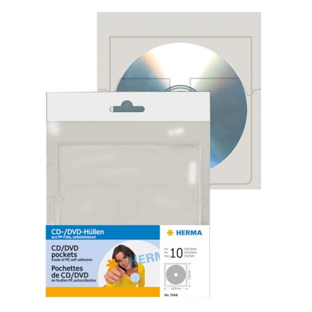 HERMA CD/DVD pockets, 129x130 mm 10 pockets