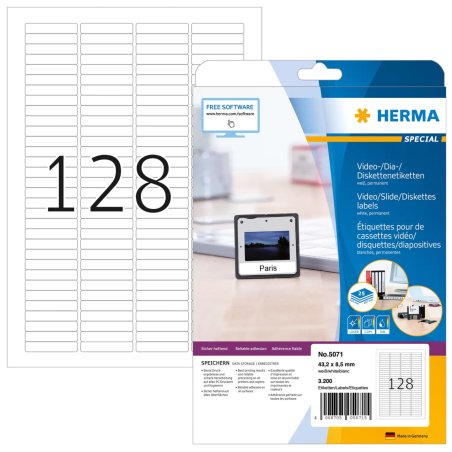 HERMA Etiquette de diapos SPECIAL, 43,2 x 8,5 mm, blanc