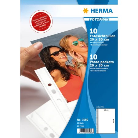 HERMA Fotophan transparent photo pockets 20x30 cm white 10 pcs.