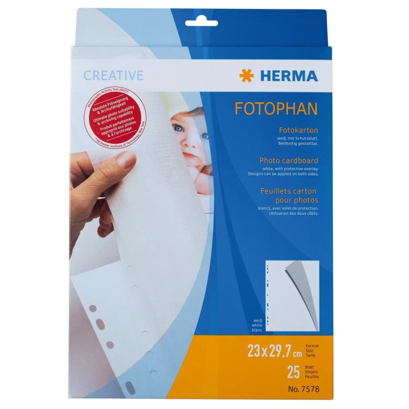 HERMA Photo cardboard 230x297 mm white 25 sheets