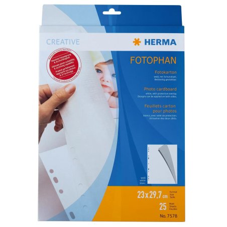 HERMA Feuillets carton pour photos, 230 x 297 mm, blanc