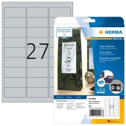 HERMA Étiquettes A4 63.5x29.6 mm, argentées, film plastique brillant, 675 pcs