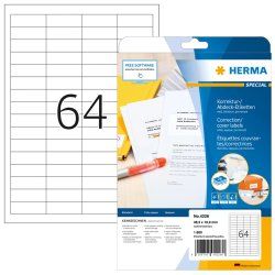 HERMA Étiquettes couvrantes/correctrices A4 48.3x16.9 mm, blanches, papier mat, opaques, 1600 pcs