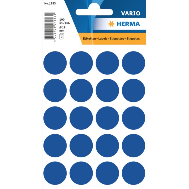 HERMA 1883 self-adhesive label Round Permanent Blue 100 pc(s)