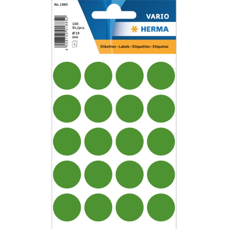 HERMA 1885 self-adhesive label Round Permanent Green 100 pc(s)