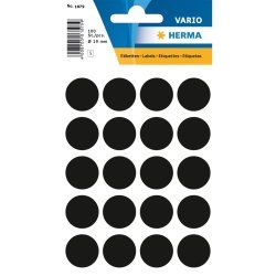 HERMA Étiquettes universelles Ø 19 mm rondes, noires, papier mat, 100 pcs