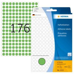 HERMA Étiquettes/pastilles de couleur Ø 8 mm rondes, vertes, papier mat, inscription à main, 5632 pcs
