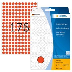 HERMA Étiquettes/pastilles de couleur Ø 8 mm rondes, rouges, papier mat, inscription à main, 5632 pcs