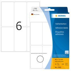 HERMA Étiquettes universelles 40x75 mm, blanches, papier mat, inscription à main, 192 pcs