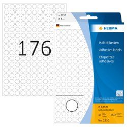 HERMA Étiquettes/pastilles de couleur Ø 8 mm rondes, blanches, papier mat, inscription à main, 5632 pcs