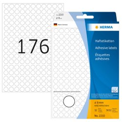 HERMA Pastille adhésive, diamètre: 8 mm, blanc