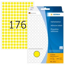 HERMA Étiquettes/pastilles de couleur Ø 8 mm rondes, jaunes, papier mat, inscription à main, 5632 pcs