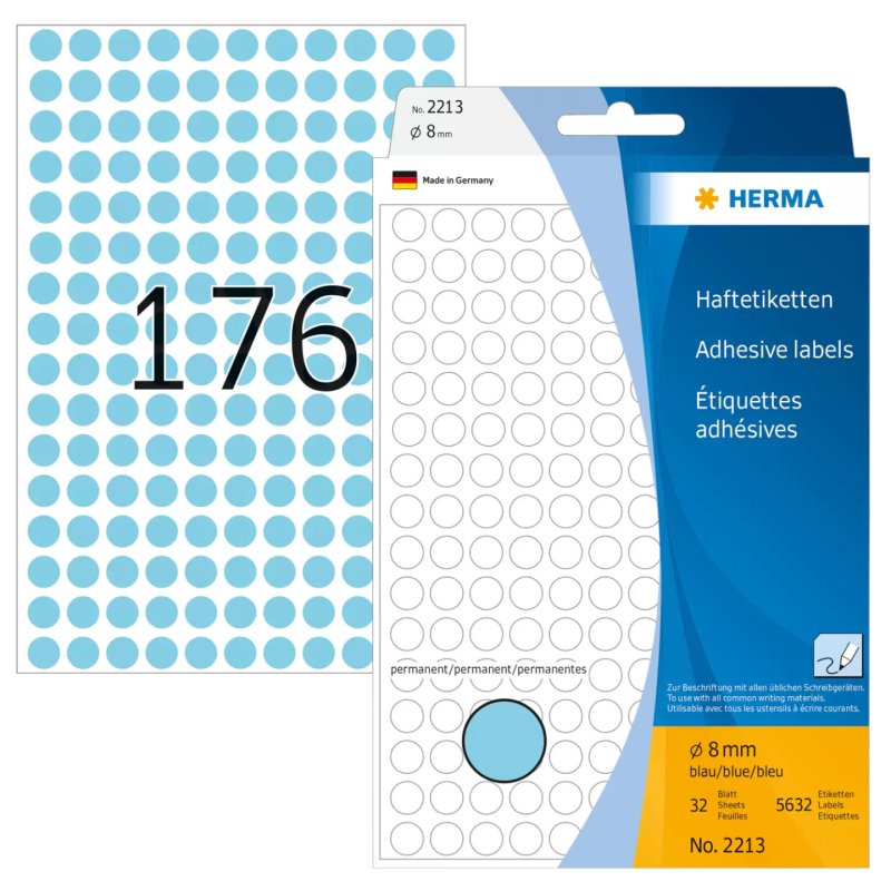 HERMA Multi-purpose labels/colour dots Ø 8 mm round blue paper matt hand inscription 5632 pcs.