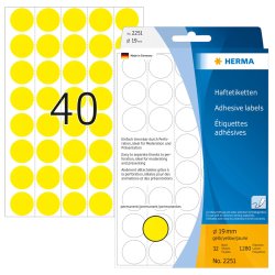 HERMA Pastille adhésive, diamètre: 19 mm, jaune