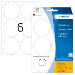 HERMA Étiquettes/pastilles de couleur Ø 50 mm rondes, blanches, papier mat, inscription à main, 192 pcs