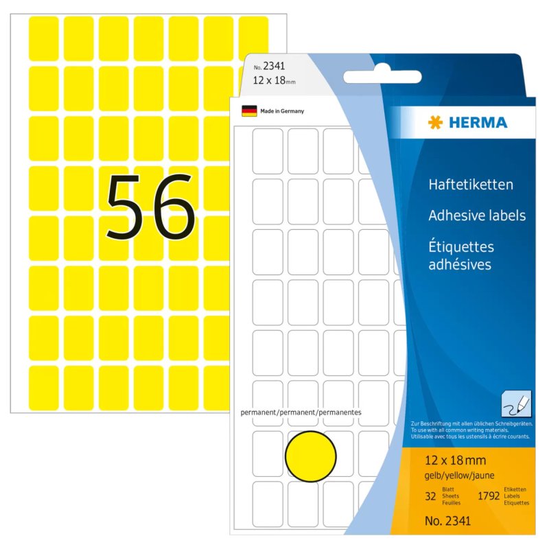 HERMA Multi-purpose labels 12x18 mm yellow paper matt hand inscription 1792 pcs.