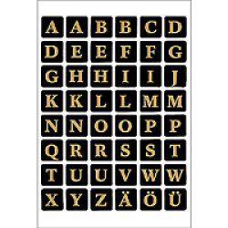 HERMA Letters 13x13mm A-Z film black gold embossed 2 sheets étiquette auto-collante Or