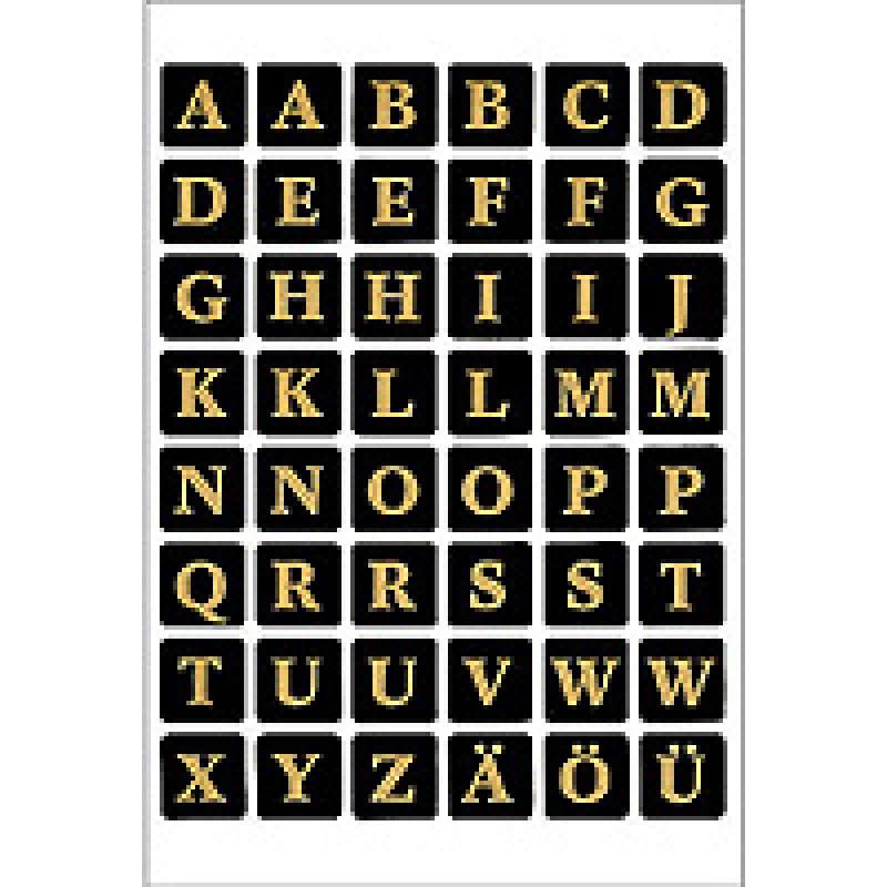 HERMA stickers alphabetique A-Z, film marqué, noir/or