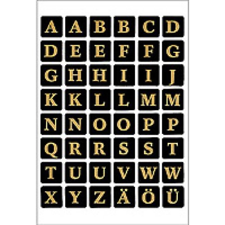 HERMA Letters 13x13mm A-Z film black gold embossed 2 sheets self-adhesive label
