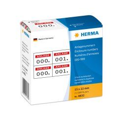 HERMA Enclosure numbers self-adhesive 2 labels printed in row 15x22 mm red printed, 0-999