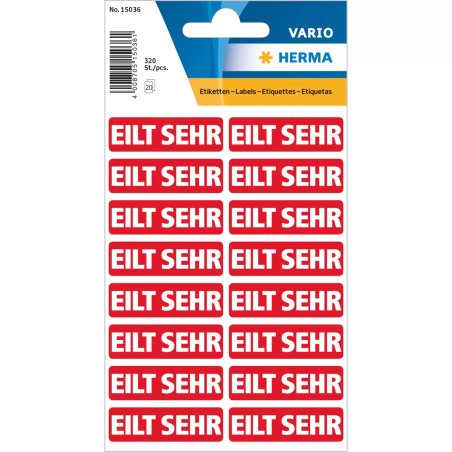 HERMA Textetiketten "EILT SEHR", 12 x 40 mm, rot / weiß