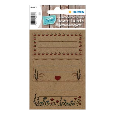 HERMA 15747 étiquette auto-collante Rectangle Permanent Marron, Naturel 9 pièce(s)