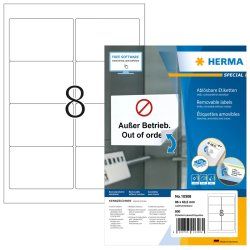 HERMA 10308 étiquette auto-collante Rectangle aux angles arrondis Amovible Blanc 800 pièce(s)