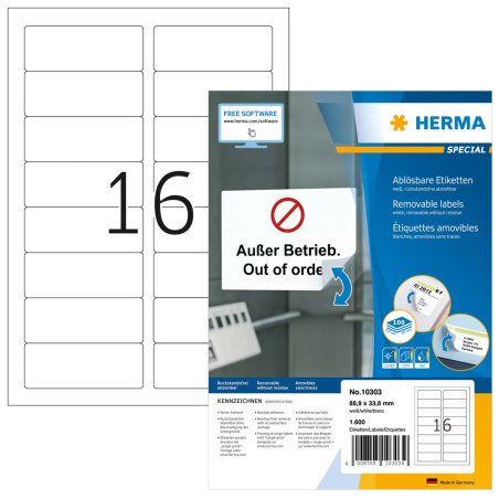 HERMA Etiquette universelle SPECIAL, 88,9 x 33,8 mm, blanc