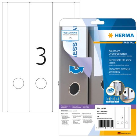 HERMA Etiquette dos de classeur SPECIAL, 61 x 297 mm, blanc