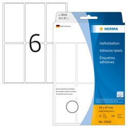 HERMA 10616 étiquette auto-collante Rectangle aux angles arrondis Blanc 192 pièce(s)