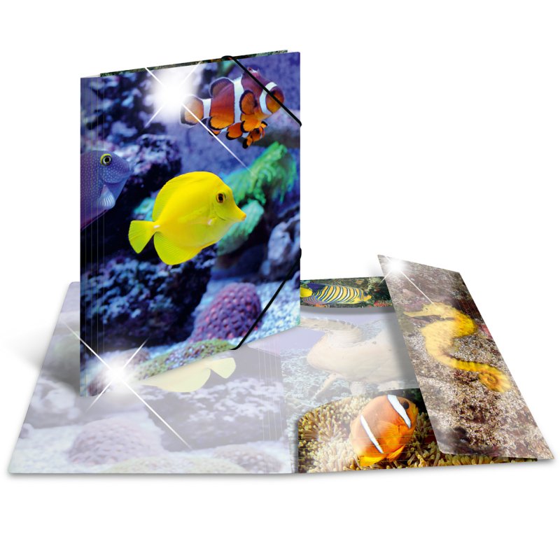 HERMA Chemise à élastiques "poissons", PP Glossy, A3