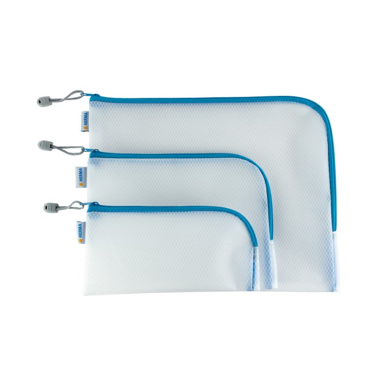 HERMA Pochette à fermeture à zip "Mesh Bags", bleu