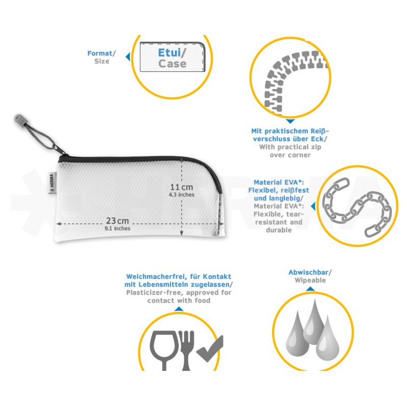 HERMA 20005 pencil case Hard pencil case EVA (Ethylene Vinyl Acetate) Transparent, Yellow