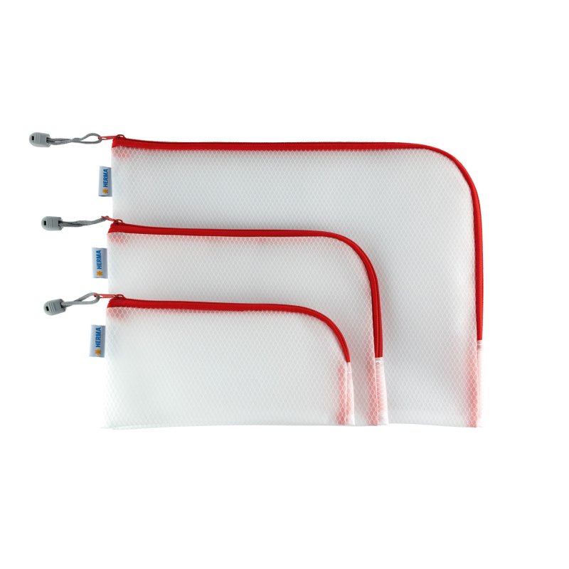 HERMA Pochette à fermeture à zip "Mesh Bags", A5, rouge
