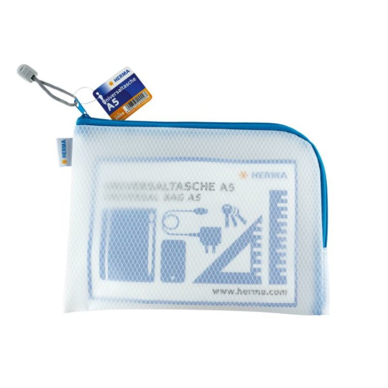HERMA Pochette à fermeture à zip "Mesh Bags", A5, bleu