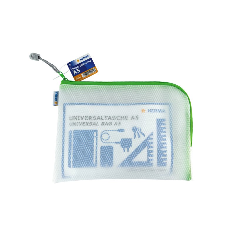 HERMA Pochette à fermeture à zip "Mesh Bags", A5, vert