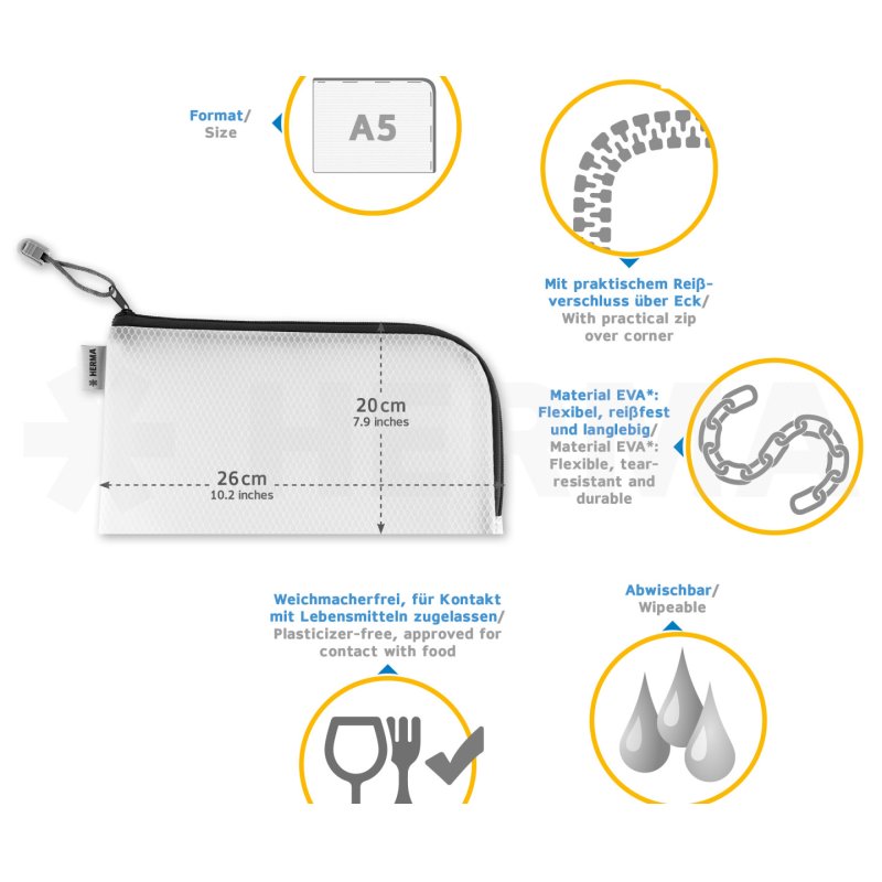 HERMA Pochette à fermeture à zip "Mesh Bags", A5, vert