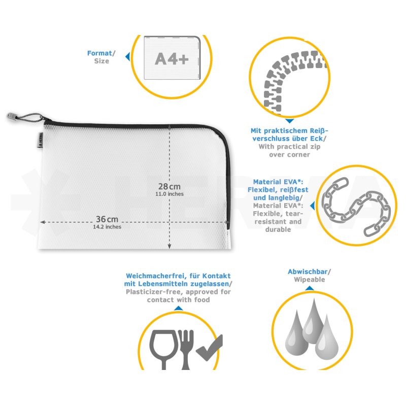 HERMA 20014 trousse à crayons Bac à stylos EVA (Acétate de vinyle d'éthylène) Rouge, Transparent
