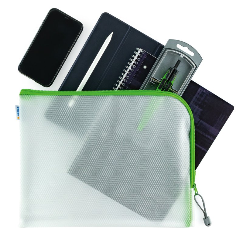 HERMA 20016 trousse à crayons Bac à stylos EVA (Acétate de vinyle d'éthylène) Vert, Transparent