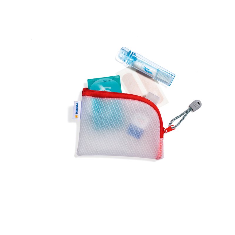 HERMA Pochette à fermeture à zip "Mesh Bags", A7, rouge