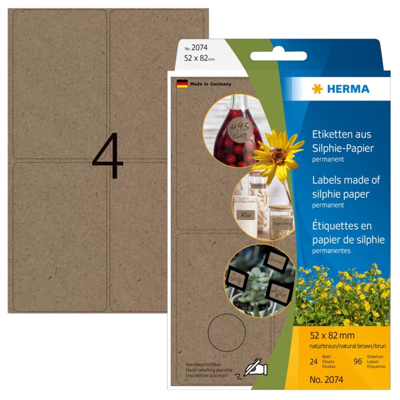HERMA 2074 self-adhesive label Rounded rectangle Permanent Brown 96 pc(s)