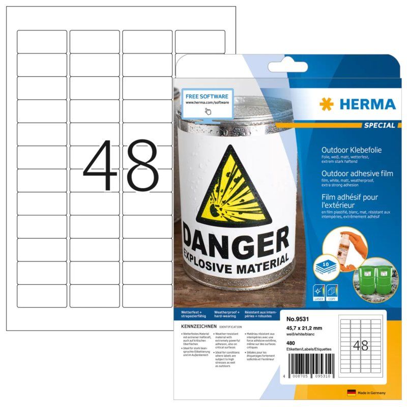 HERMA 9531 étiquette à imprimer Blanc Imprimante d'étiquette adhésive