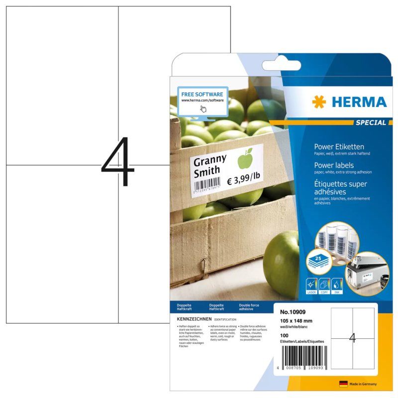 HERMA Power Etiquette SPECIAL, 105 x 148 mm, blanc