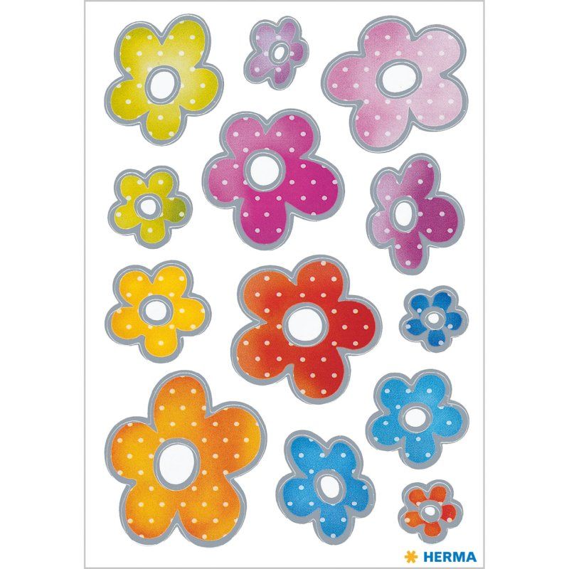 HERMA Autocollants DECOR "Fleurs en relief argenté"